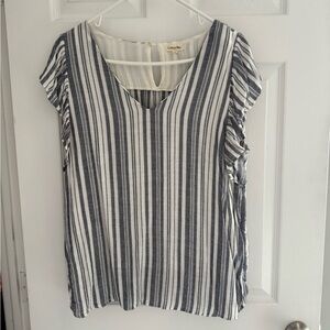 Cotton Bleu Women's Navy and White Striped Blouse